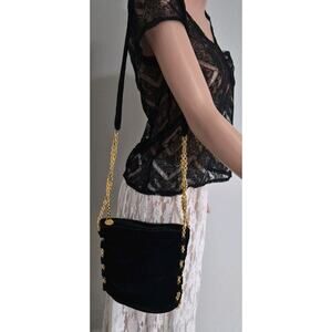 DONNA KARAN BLACK GOLD CHAIN EVENING BAG PURSE VINTAGE